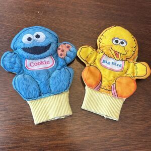 Vintage 90s Sesame Street Sock Baby ￼Rattles PlaySkool Bert Big Bird & Cookie